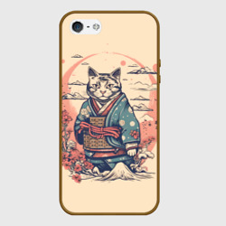 Чехол для iPhone 5/5S матовый Кот-самурай