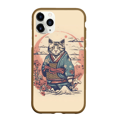 Чехол для iPhone 11 Pro Max матовый Кот-самурай