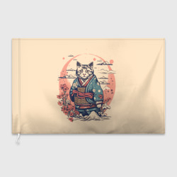 Флаг 3D Кот-самурай