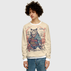 Мужской свитшот 3D Кот-самурай - фото 2