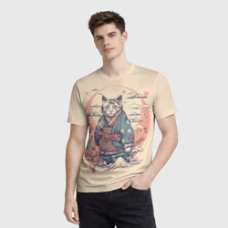 Мужская футболка 3D Кот-самурай - фото 2