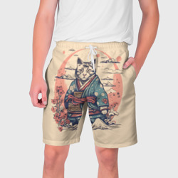 Мужские шорты 3D Кот-самурай