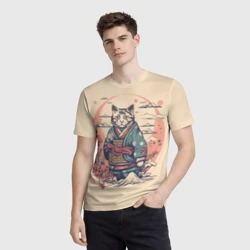 Мужская футболка 3D Кот-самурай - фото 2