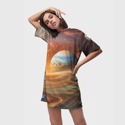 Платье-футболка 3D Буря в космосе - фото 2