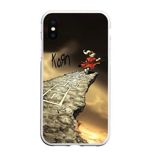 Чехол для iPhone XS Max матовый Korn обложка альбома Follow the Leader, цвет белый