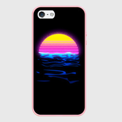 Чехол для iPhone 5/5S матовый Неоновый закат - гранж