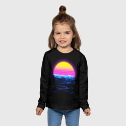 Детский лонгслив 3D Неоновый закат - гранж - фото 2