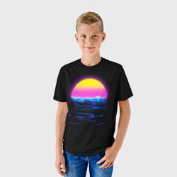 Детская футболка 3D Неоновый закат - гранж - фото 2