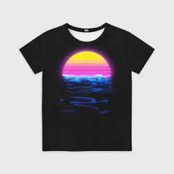 Детская футболка 3D Неоновый закат - гранж