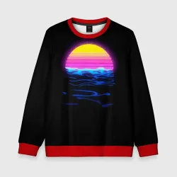 Детский свитшот 3D Неоновый закат - гранж