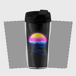 Термокружка-непроливайка Неоновый закат - гранж - фото 2