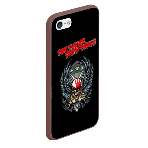 Чехол для iPhone 5/5S матовый Five Finger Death Punch scull, цвет коричневый - фото 3