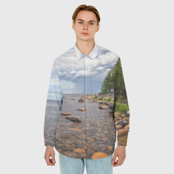 Мужская рубашка oversize 3D Лодка на Ладоге - фото 2