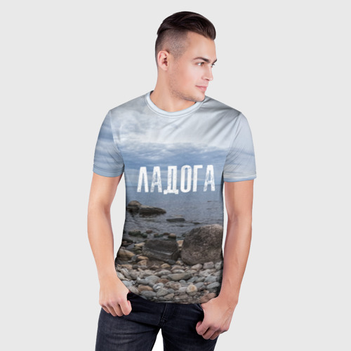 Мужская футболка 3D Slim Ладожское озеро, цвет 3D печать - фото 3