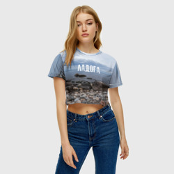 Женская футболка Crop-top 3D Ладожское озеро - фото 2