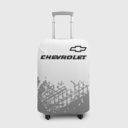 Чехол для чемодана 3D Chevrolet Speed на светлом фоне со следами шин: символ сверху