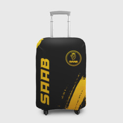 Чехол для чемодана 3D Saab - gold gradient: надпись, символ