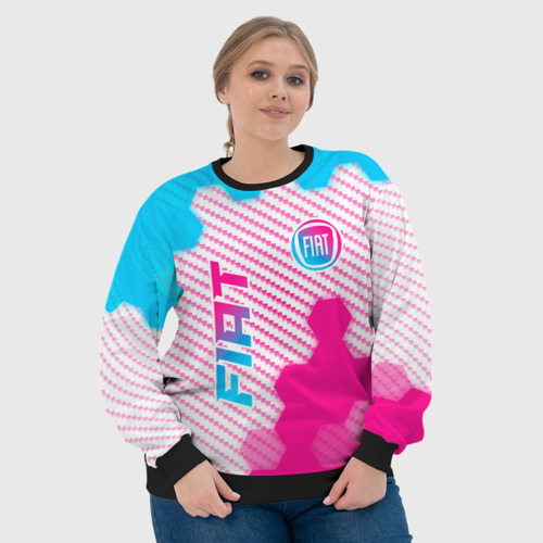 Женский свитшот 3D Fiat neon gradient style: надпись, символ, цвет 3D печать - фото 6