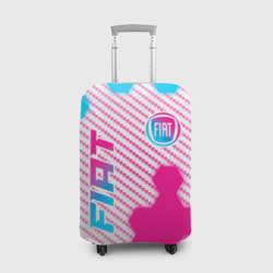 Чехол для чемодана 3D Fiat neon gradient style: надпись, символ