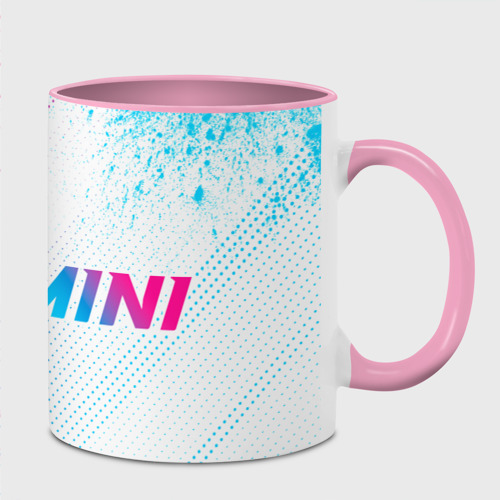 Кружка с полной запечаткой Mini neon gradient style: надпись и символ, цвет белый + розовый