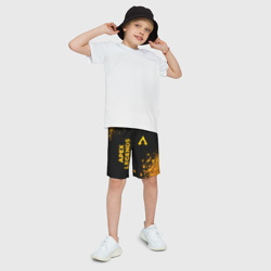 Детские спортивные шорты 3D Apex Legends - gold gradient: надпись, символ - фото 2