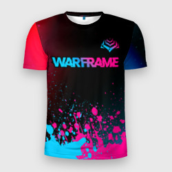 Мужская футболка 3D Slim Warframe - neon gradient: символ сверху
