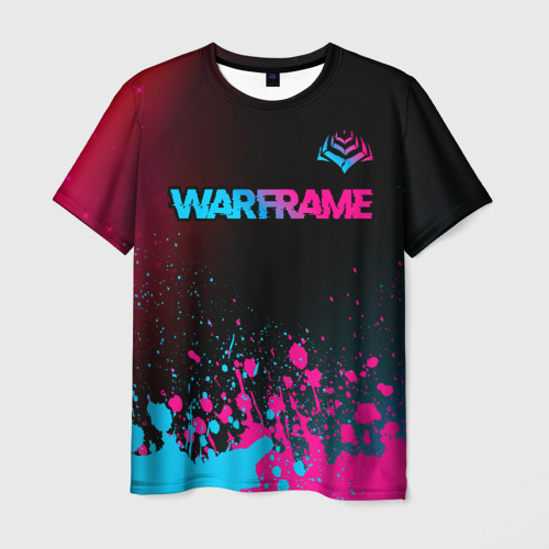 Мужская футболка 3D Warframe - neon gradient: символ сверху, цвет 3D печать