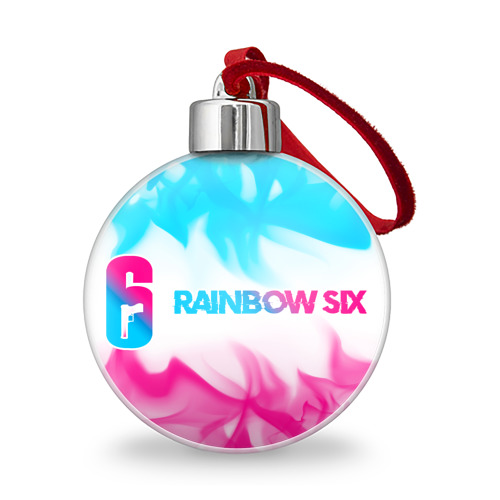 Ёлочный шар Rainbow Six neon gradient style: надпись и символ