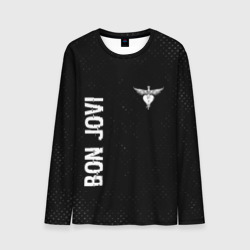 Bon Jovi glitch на темном фоне: надпись, символ – Мужской лонгслив 3D с принтом купить со скидкой в -20%