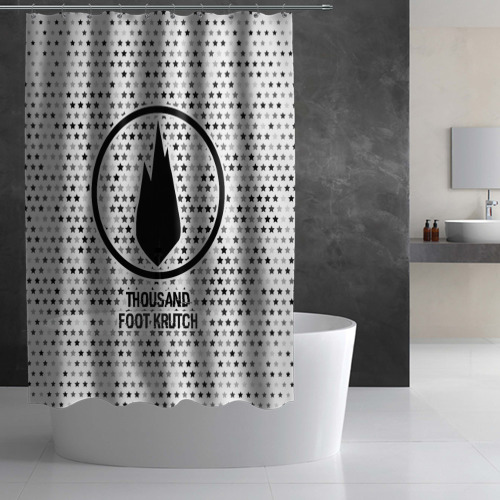 Штора 3D для ванной Thousand Foot Krutch glitch на светлом фоне - фото 3