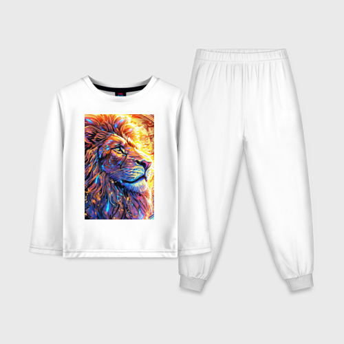 Детская пижама с лонгсливом хлопок Лев огненная грива, цвет белый