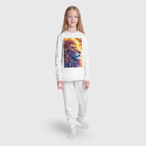 Детская пижама с лонгсливом хлопок Лев огненная грива, цвет белый - фото 5
