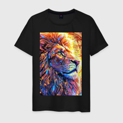 Мужская футболка хлопок Лев огненная грива