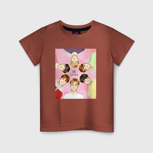 Детская футболка хлопок Astro team, цвет кирпичный