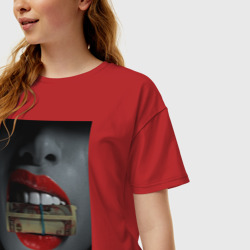 Женская футболка хлопок Oversize Женщина и деньги - фото 2
