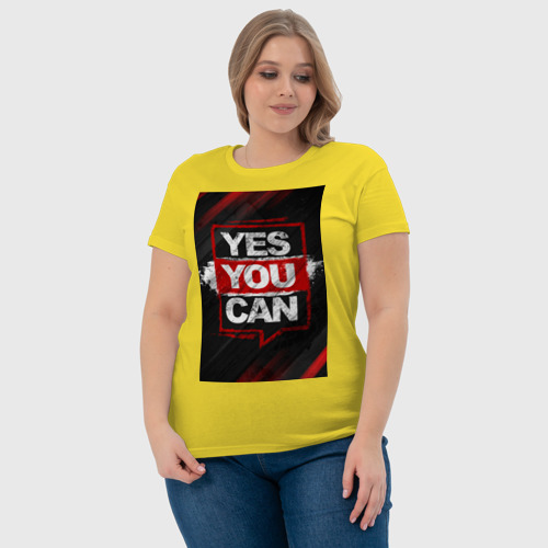 Женская футболка хлопок с принтом Yes, you can, фото #4
