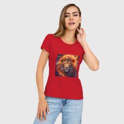 Женская футболка хлопок Slim Лев пылающая грива - фото 2