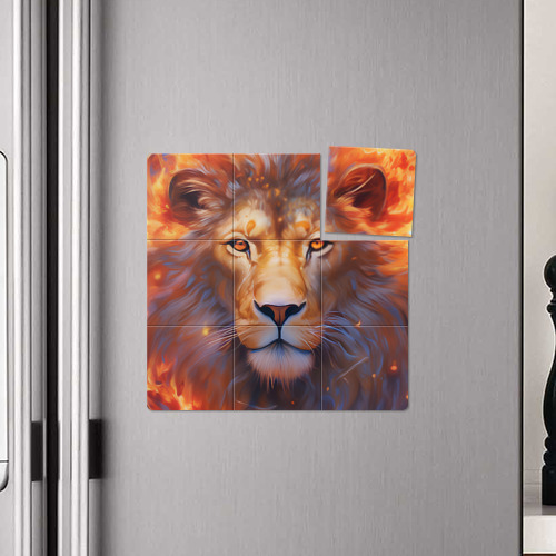 Магнитный плакат 3Х3 Лев пылающая грива - фото 4