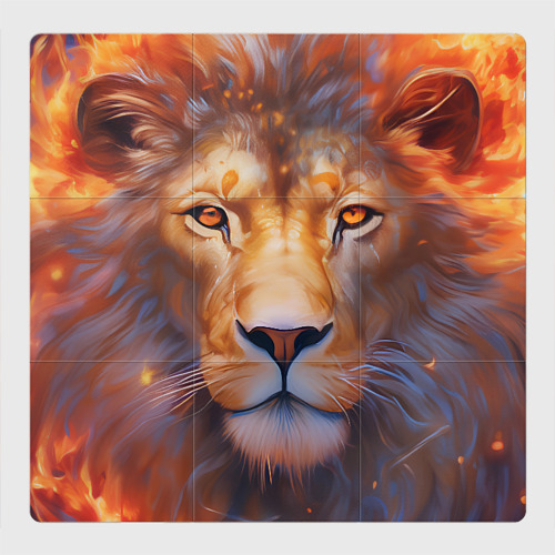 Магнитный плакат 3Х3 Лев пылающая грива