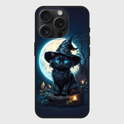 Чехол силиконовый для Apple iPhone 15 Pro матовый Кот ведьмы - Хэллоуин