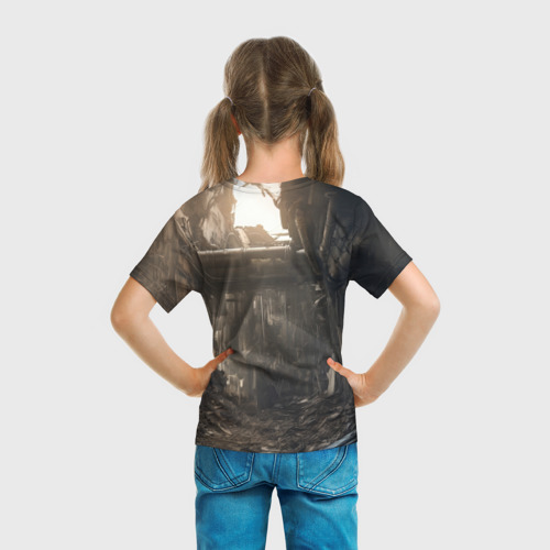 Детская футболка 3D с принтом Солдат в силовой броне, вид сзади #2