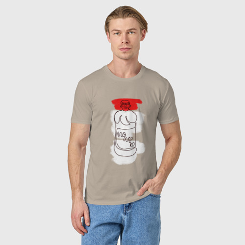 Мужская футболка хлопок Молоко, цвет миндальный - фото 3