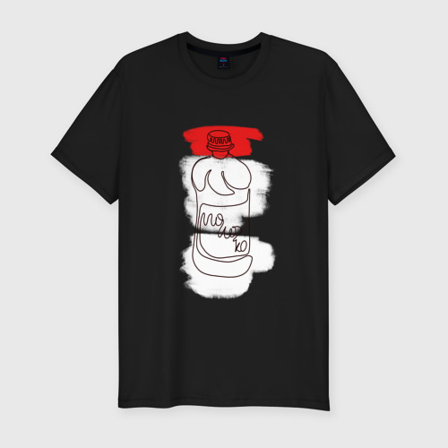 Мужская приталенная футболка из хлопка с принтом Молоко, вид спереди №1