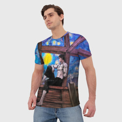 Мужская футболка 3D Берсерк и небо Ван Гога - фото 2