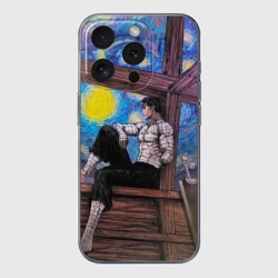 Чехол для iPhone 15 Pro силиконовый с защитой камеры Берсерк и небо Ван Гога