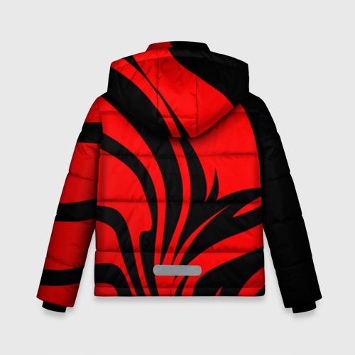Зимняя куртка для мальчиков 3D с принтом Ducati - red stripes, вид сзади #1
