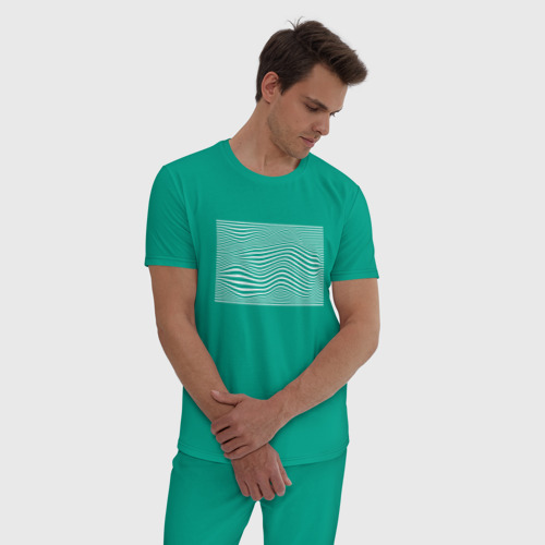 Мужская пижама хлопок с принтом В полоску иллюзия, фото на моделе #1