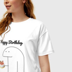 Женская футболка хлопок Oversize Happy Birthday Party - фото 2