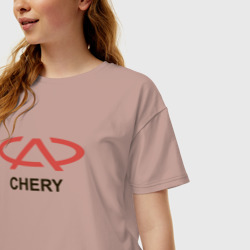 Женская футболка хлопок Oversize Chery Logo - фото 2