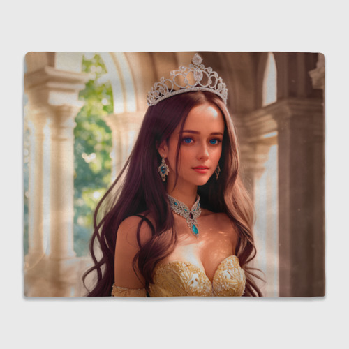 Плед 3D Девушка принцесса в алмазных украшениях, цвет 3D (велсофт)